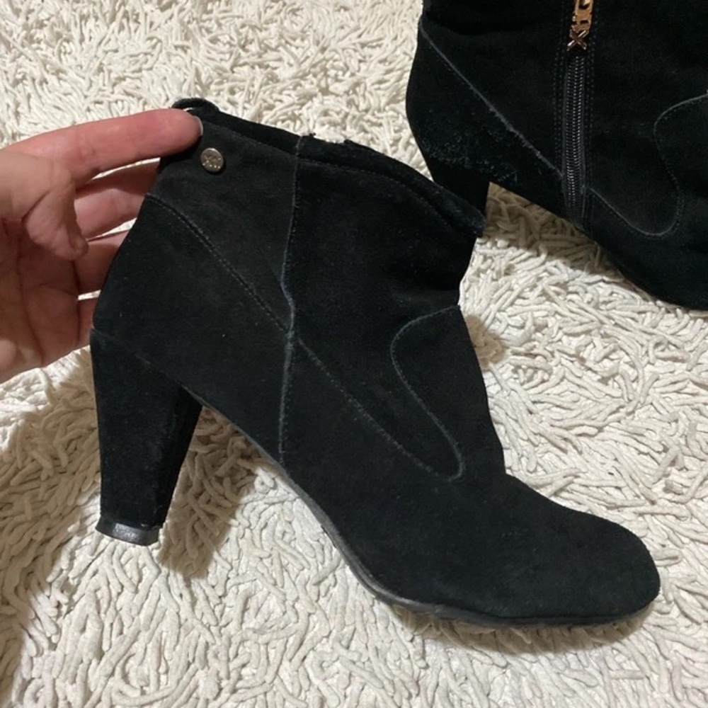 Chic Black Suede Heeled Boots